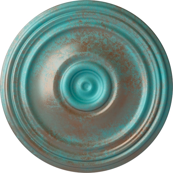 Ekena Millwork Reece Ceiling Medallion (Fits Canopies up to 6 3/4"), 21"OD x 1 1/4"P, Copper Green Patina CM21RECGS - main